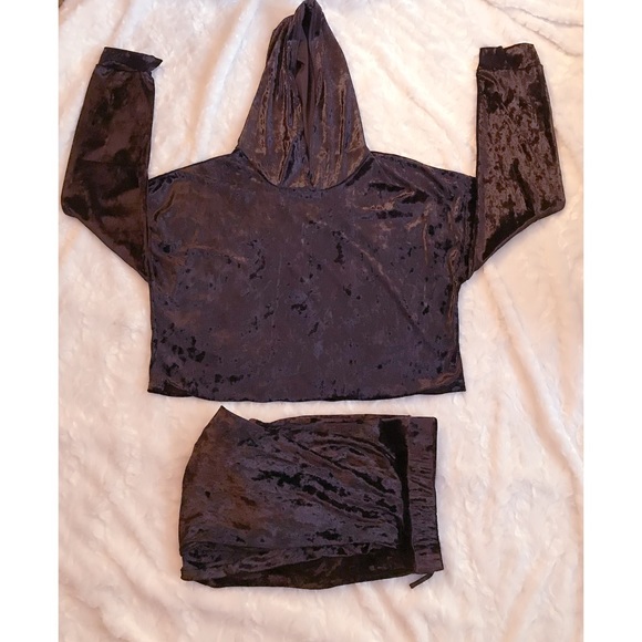 ♈️High Waisted Crushed Velvet Hooded Set - Picture 5 of 6